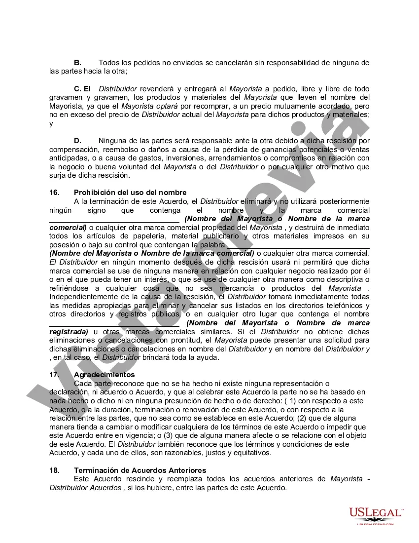 Preview Acuerdo de distribución con mayorista