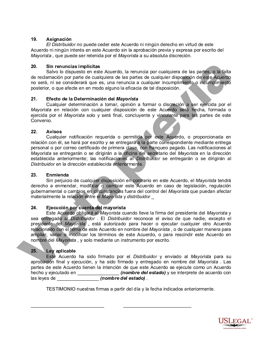 Preview Acuerdo de distribución con mayorista