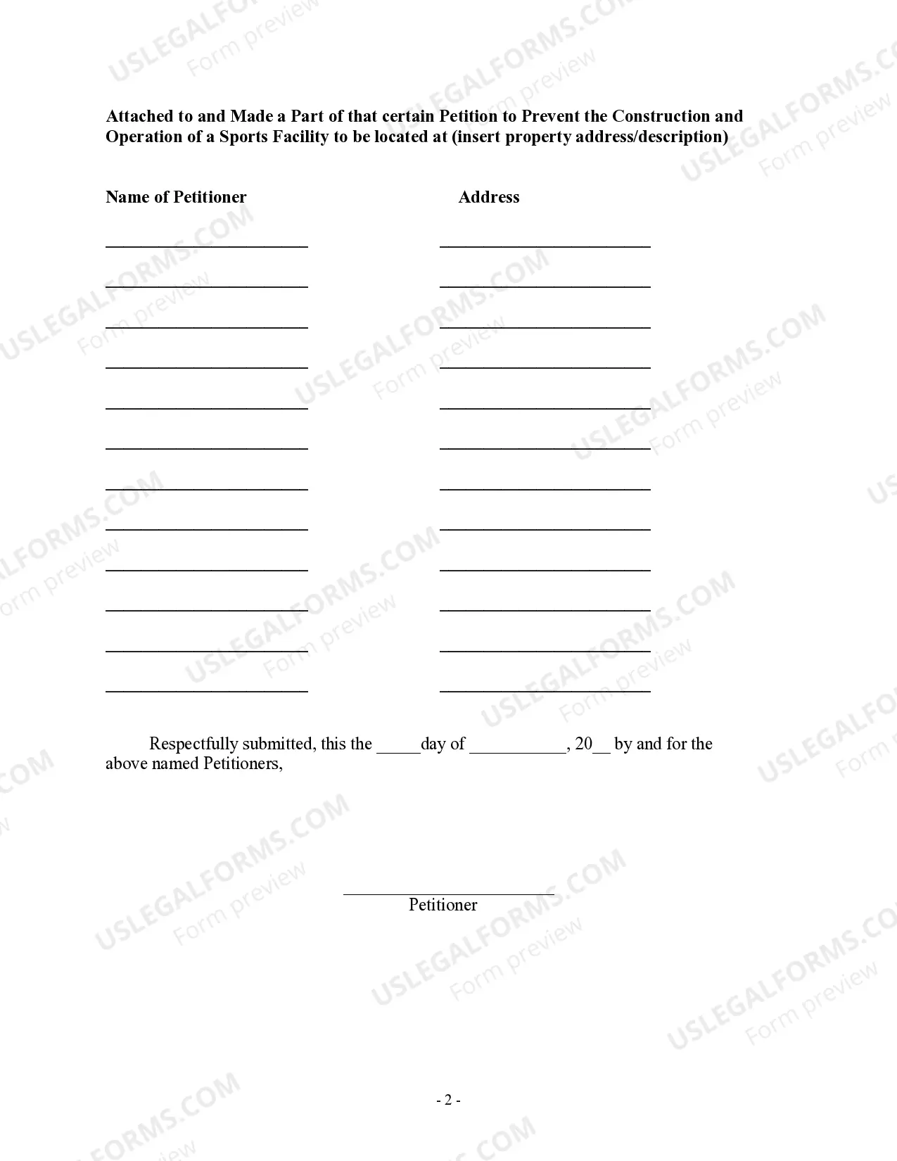 Preview Petition Against Sports Facility Construction