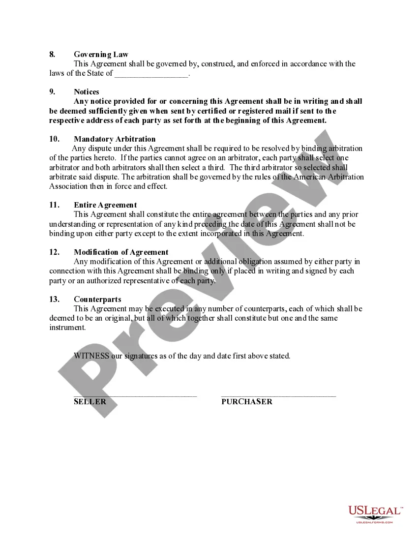 Preview Agreement for Sale of Dental and Orthodontic Practice