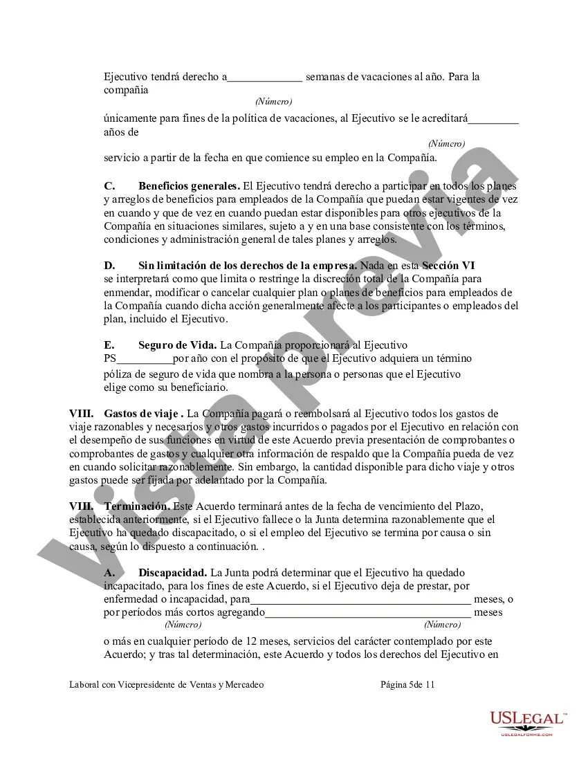 Preview Acuerdo Laboral con Vicepresidente de Ventas y Marketing
