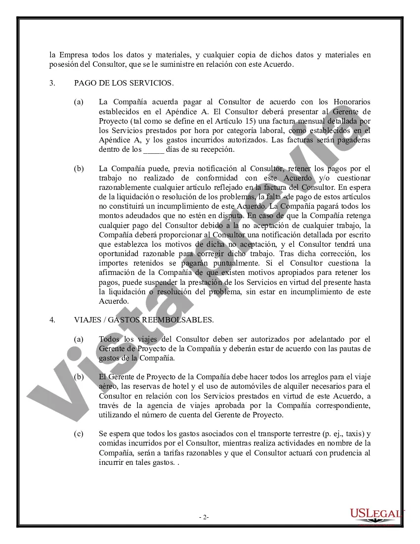 Preview Acuerdo de consultoría - Servicios y entregables - Detallado