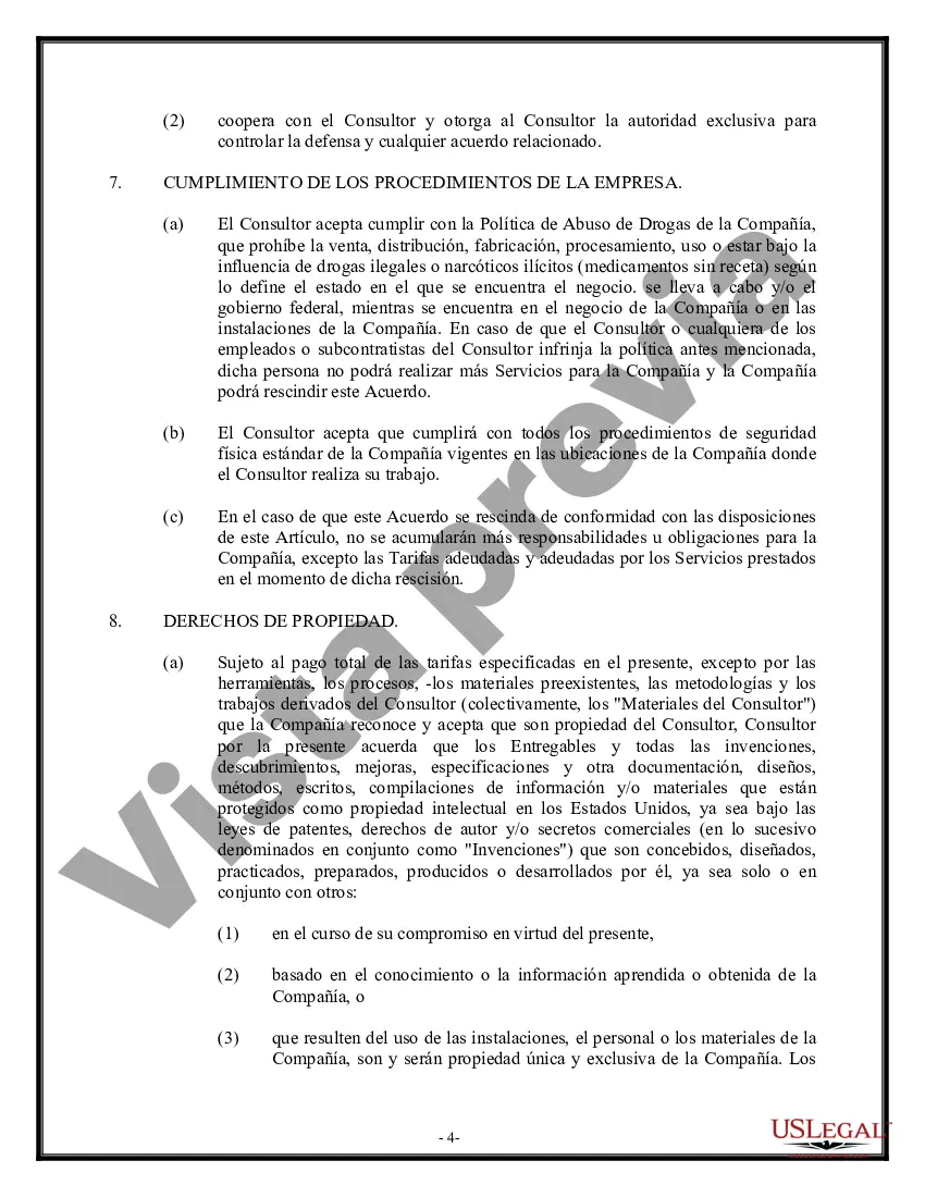 Preview Acuerdo de consultoría - Servicios y entregables - Detallado