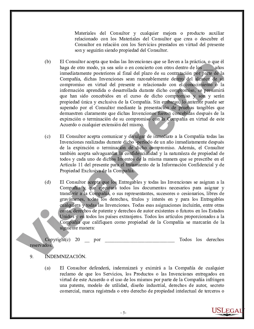 Preview Acuerdo de consultoría - Servicios y entregables - Detallado