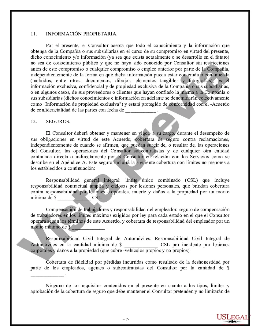 Preview Acuerdo de consultoría - Servicios y entregables - Detallado