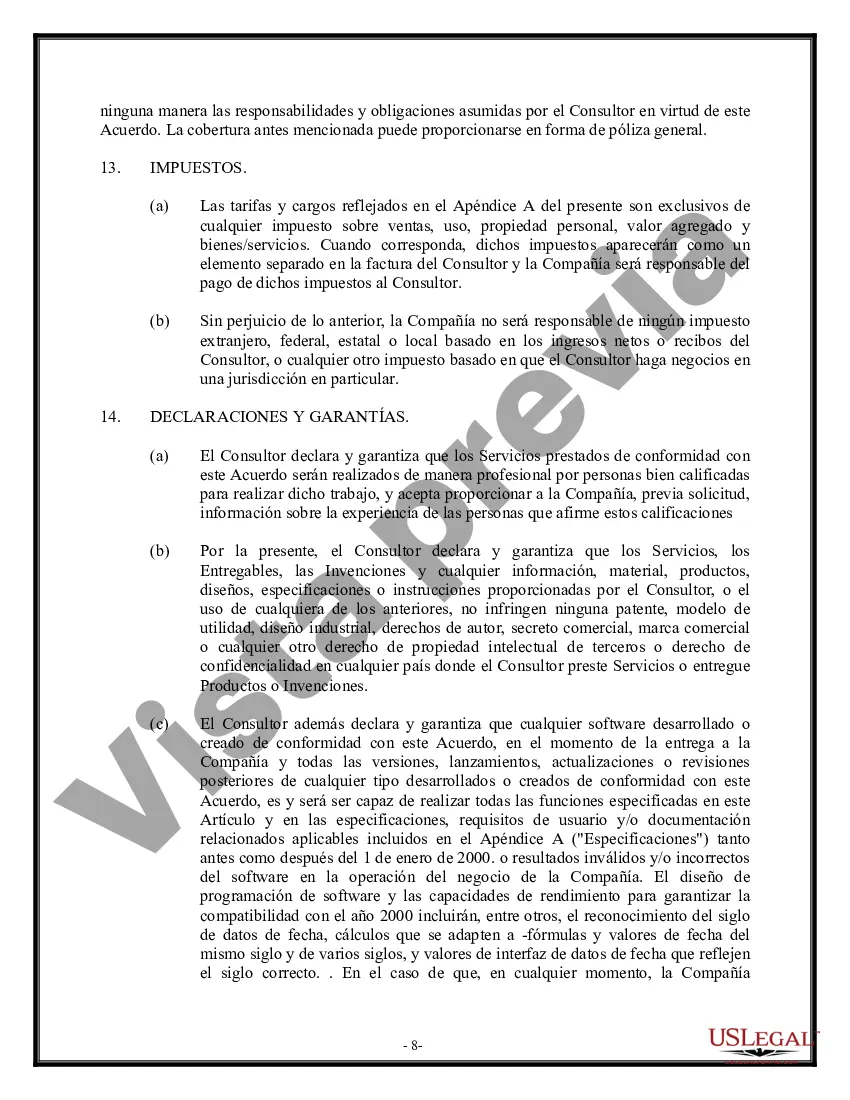 Preview Acuerdo de consultoría - Servicios y entregables - Detallado