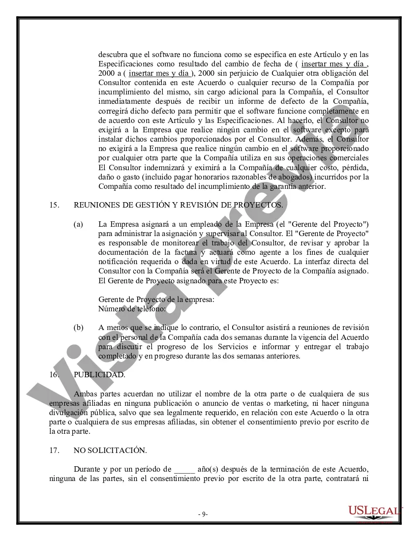 Preview Acuerdo de consultoría - Servicios y entregables - Detallado