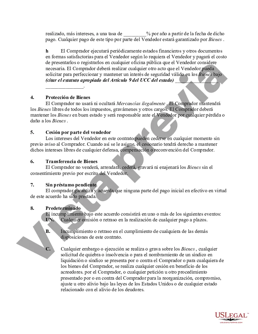 Preview Venta a plazos no cubierta por la Ley Federal de Protección de Crédito al Consumidor con Acuerdo de Garantía