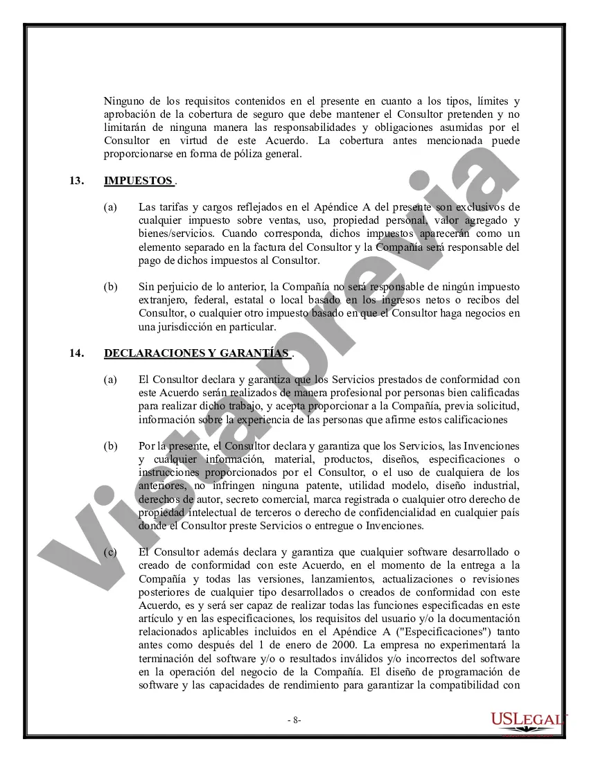 Preview Acuerdo de Consultoría - Tecnologías de la Información - Detallado