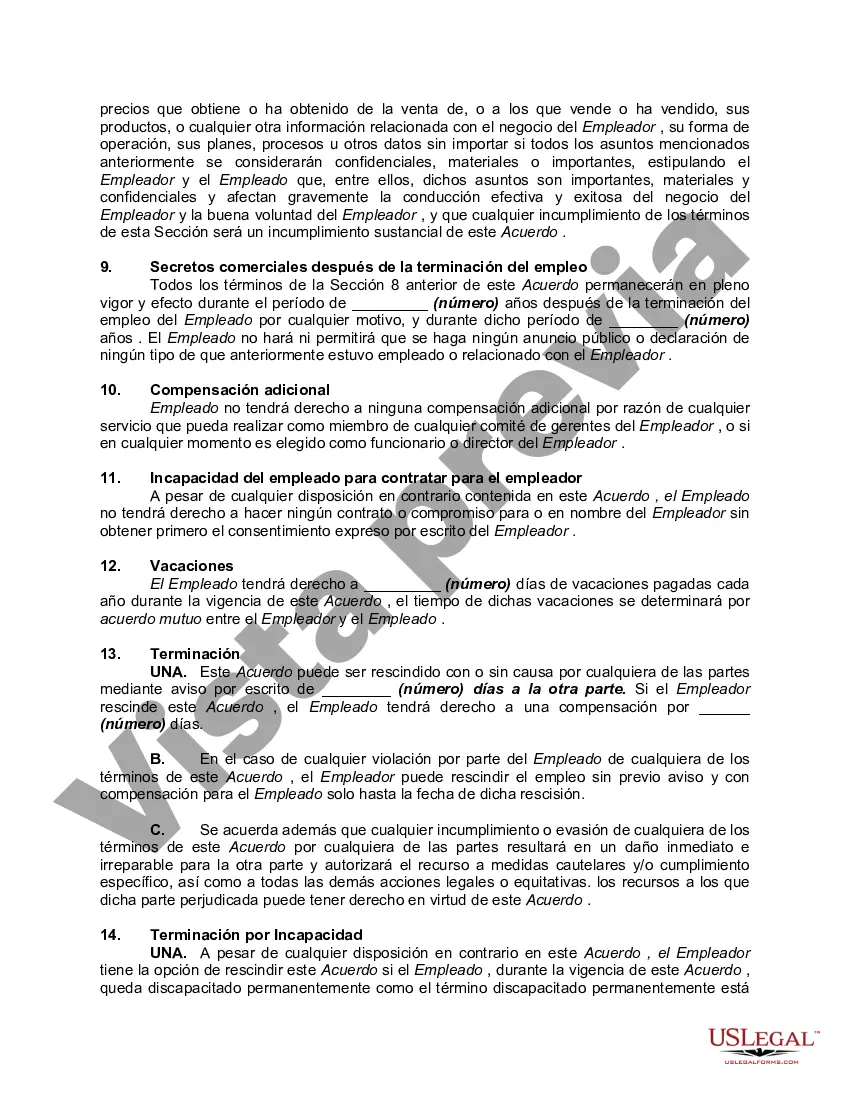 Preview Forma General de Contrato de Trabajo con Protección de Secretos Comerciales