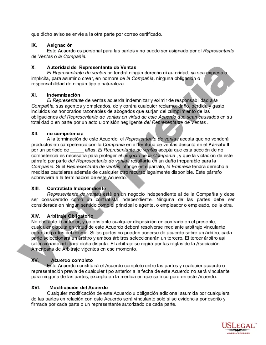 Preview Acuerdo de contratista independiente que trabaja por cuenta propia con un representante de ventas