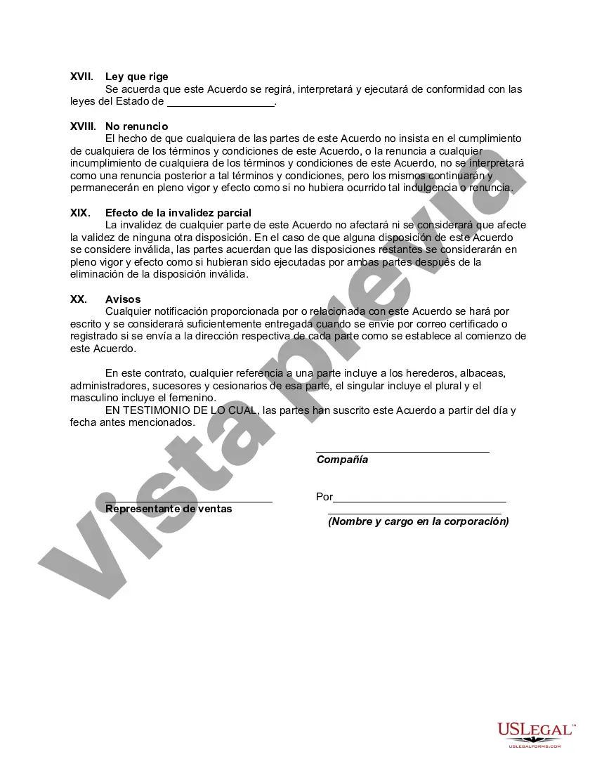 Preview Acuerdo de contratista independiente que trabaja por cuenta propia con un representante de ventas