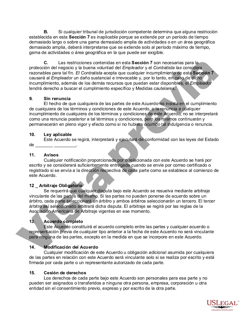 Preview Contrato con Trabajador Autónomo Independiente con Acuerdo de Confidencialidad y Pacto de No Competencia