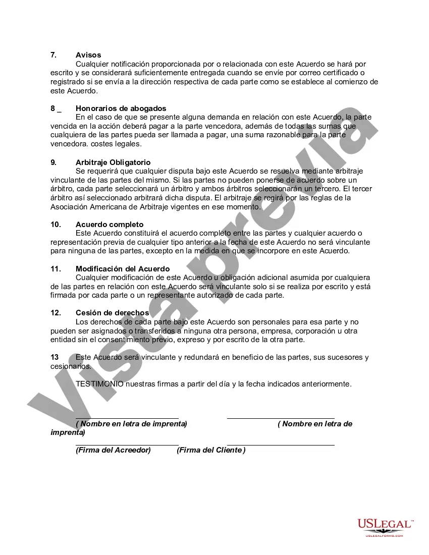 Preview Acuerdo para Prorrogar el Pago de la Deuda