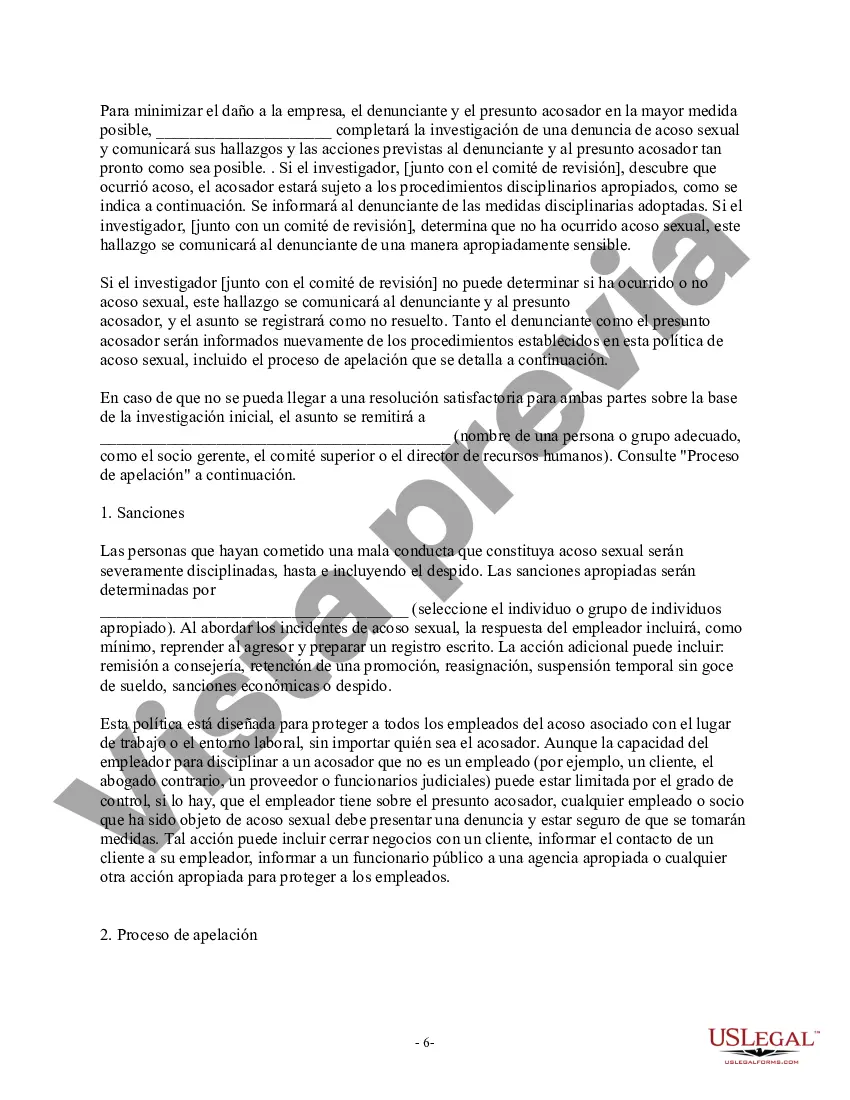 Preview Política de acoso sexual - Lugar de trabajo