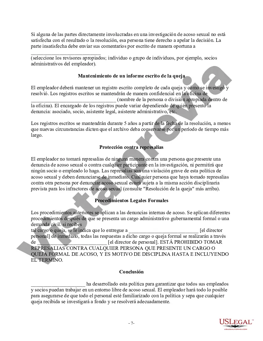 Preview Política de acoso sexual - Lugar de trabajo
