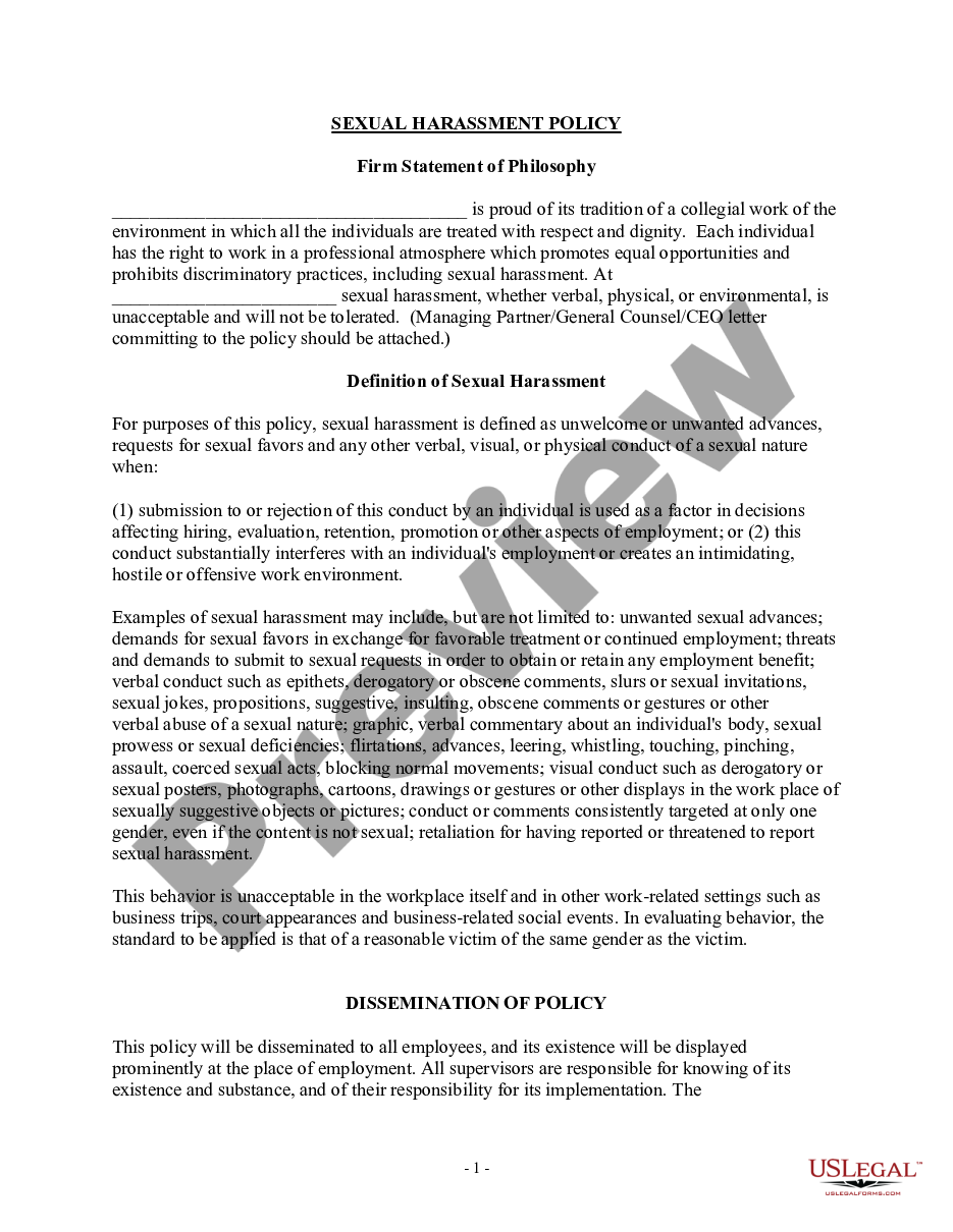 Georgia Sexual Harassment Policy Workplace Harassment Us Legal Forms 8449