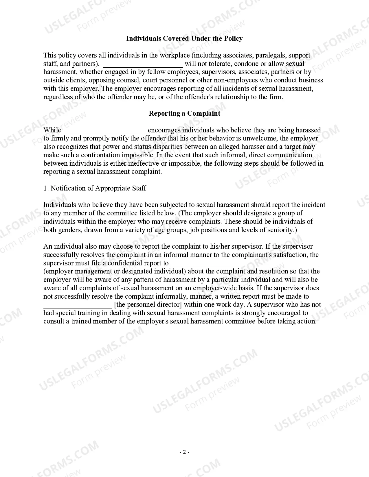 Preview Sexual Harassment Policy - Workplace