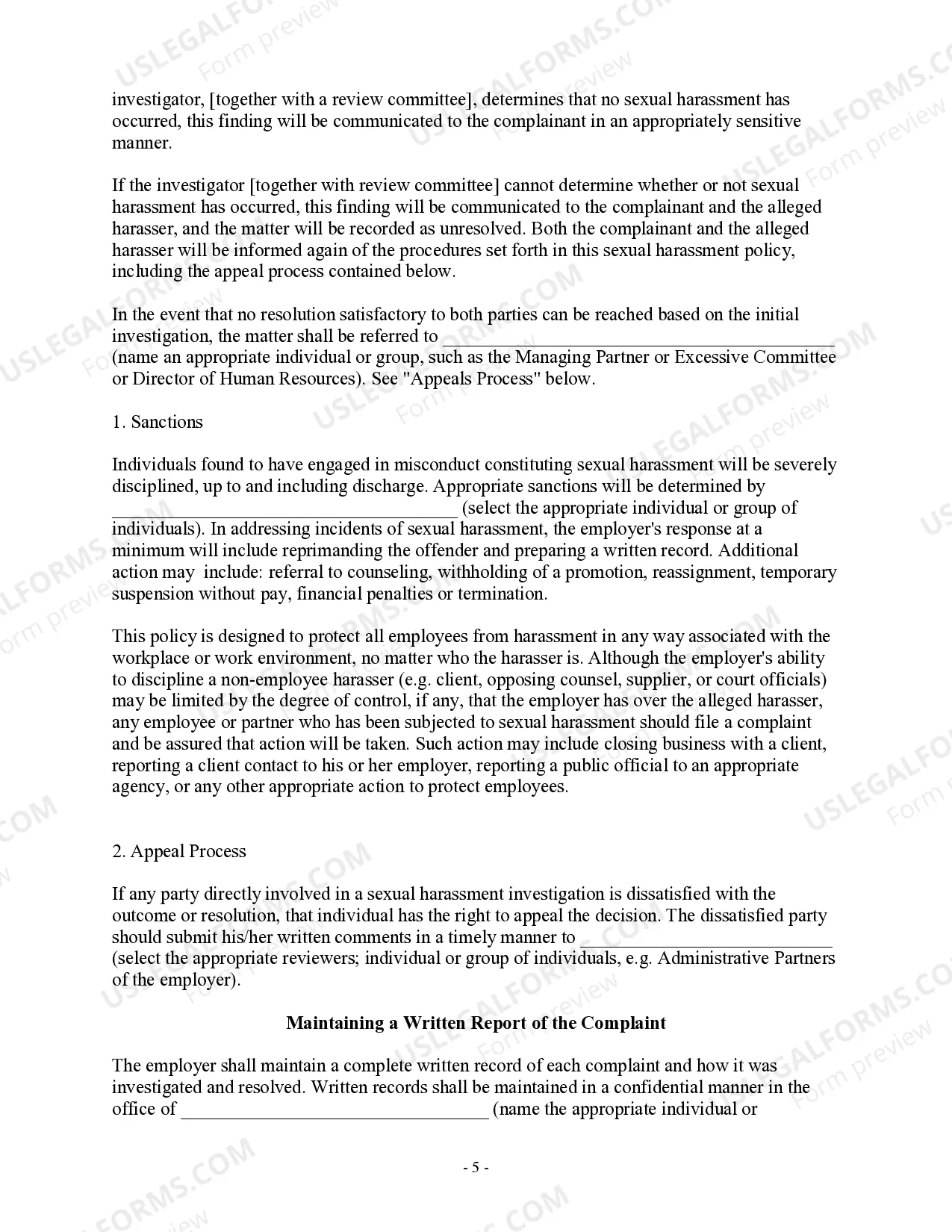 Preview Sexual Harassment Policy - Workplace