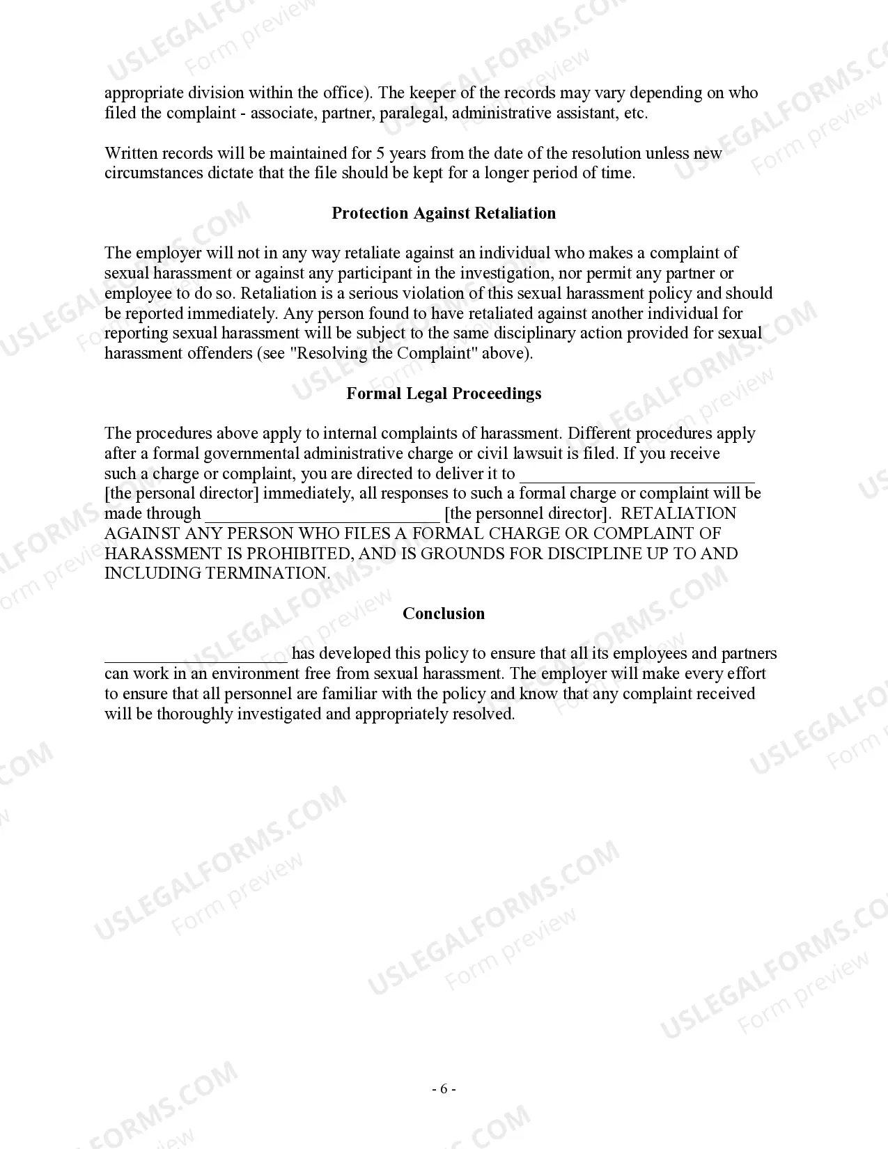 Preview Sexual Harassment Policy - Workplace