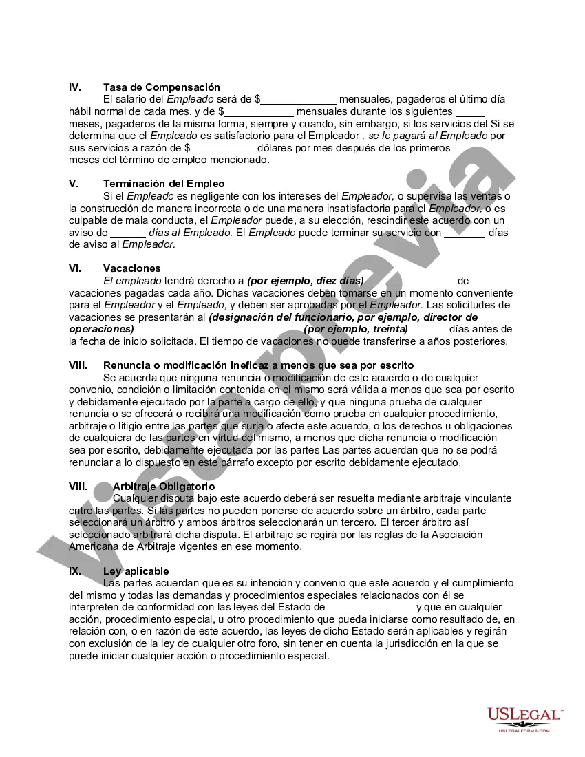 Preview Acuerdo Laboral con Gerente de Ventas y Construcción de Compañía de Desarrollo de Terrenos y Construcción de Viviendas Residenciales