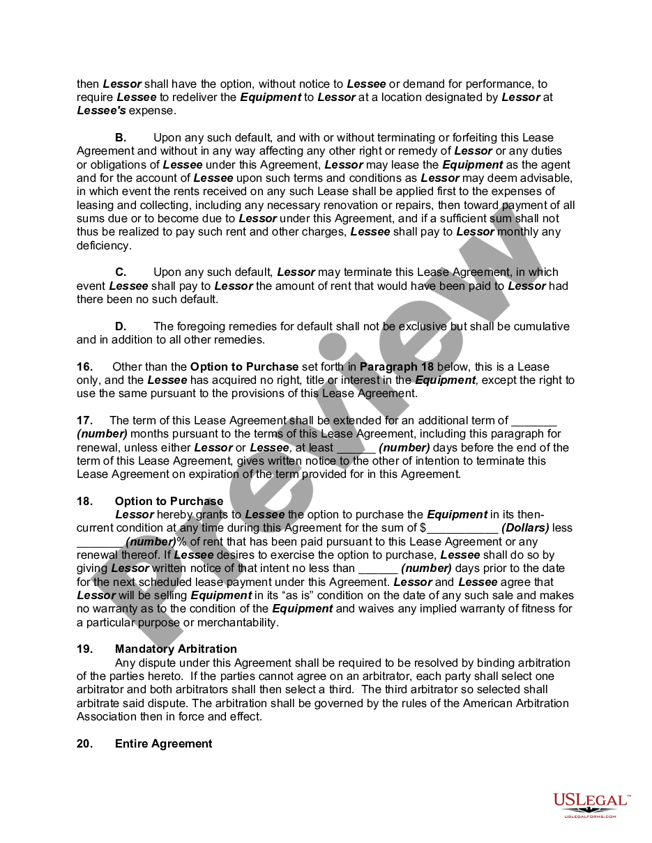page 2 Lease Purchase Agreement for Equipment preview