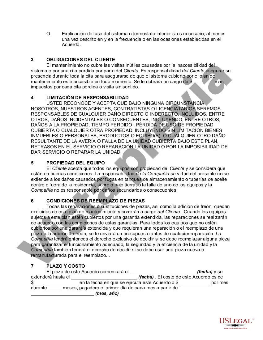 Preview Contrato de Mantenimiento de Equipos de Calefacción o Aire Acondicionado