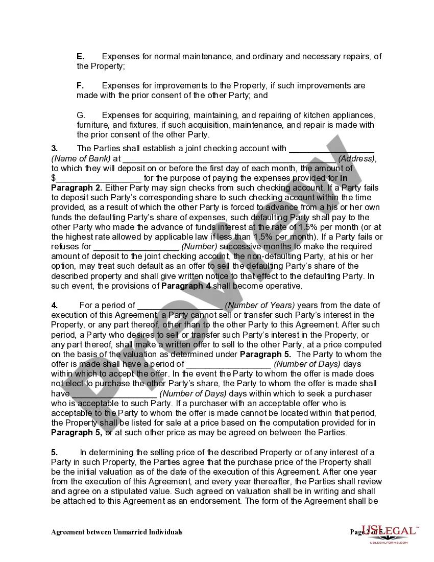 Get Agreement between Unmarried Individuals to Purchase and Hold Residence as Joint Tenants with Right of Survivorship Preview Agreement between Unmarried Individuals to Purchase and Hold Residence as Joint Tenants with Right of Survivorship