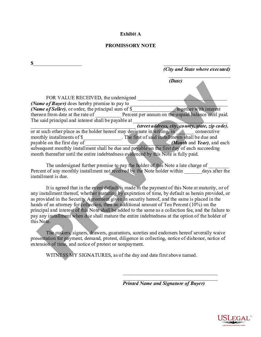 Wisconsin Sale of Personal Property with Security Agreement Property