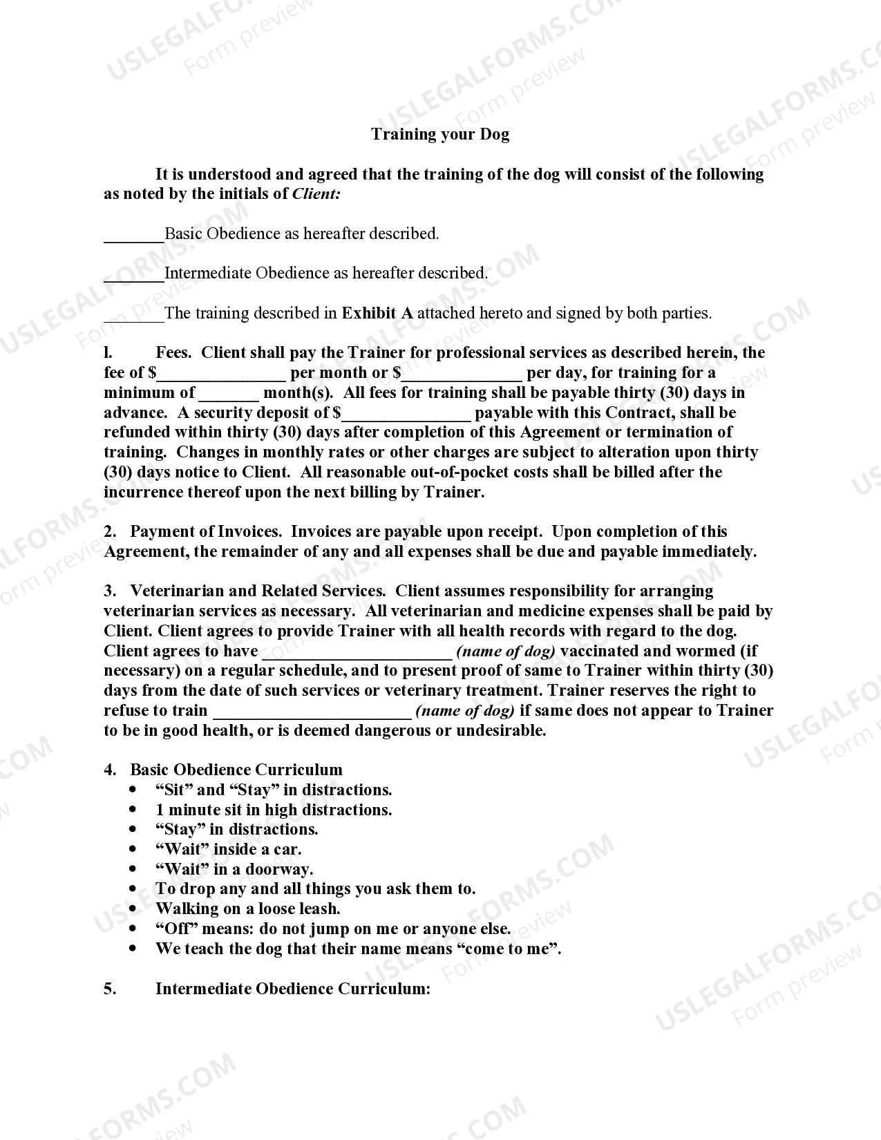 Preview Pet Counseling Agreement and Contract to Train Dog on Client's Premises