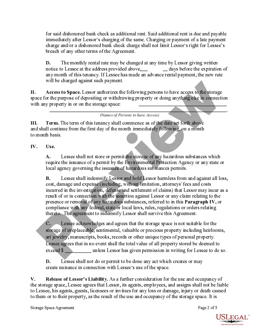 Get Storage Space Agreement Preview Storage Space Agreement