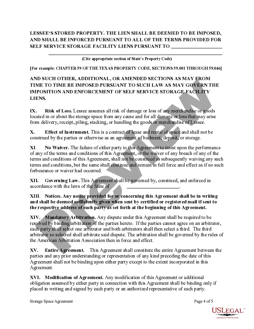 Get Storage Space Agreement Preview Storage Space Agreement