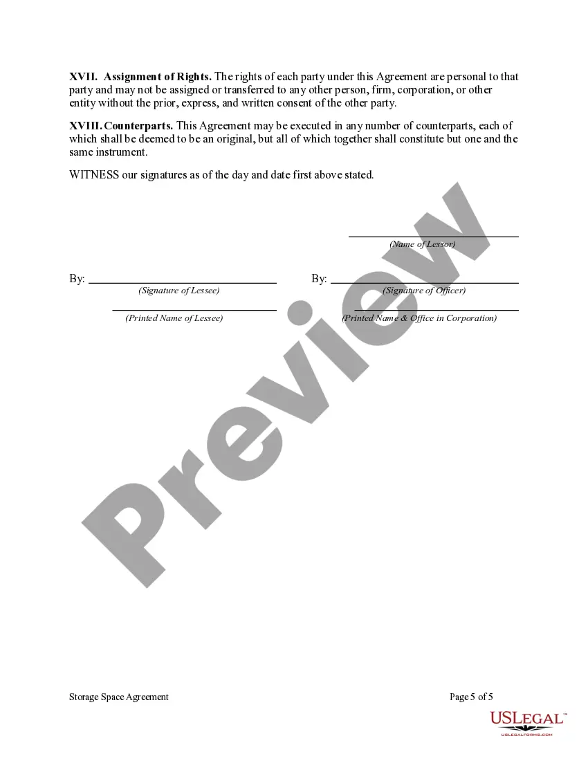Get Storage Space Agreement Preview Storage Space Agreement