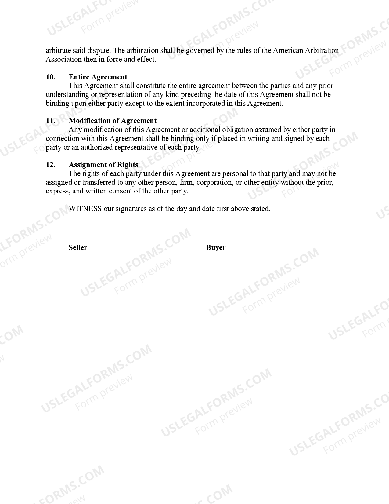 Connecticut Agreement for Sale of Personal Property with Warranty