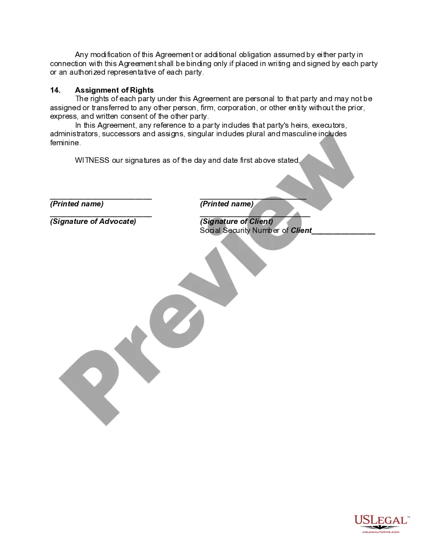 Preview Agreement between Certified Disability Advocate and Client