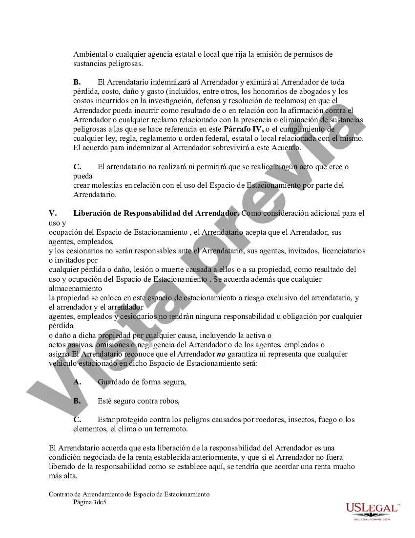 Preview Contrato de Arrendamiento de Espacio de Estacionamiento