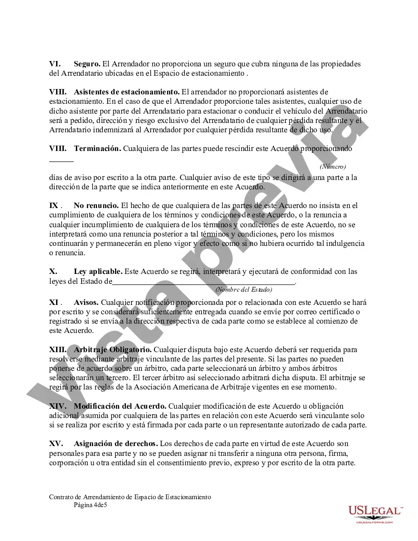 Preview Contrato de Arrendamiento de Espacio de Estacionamiento