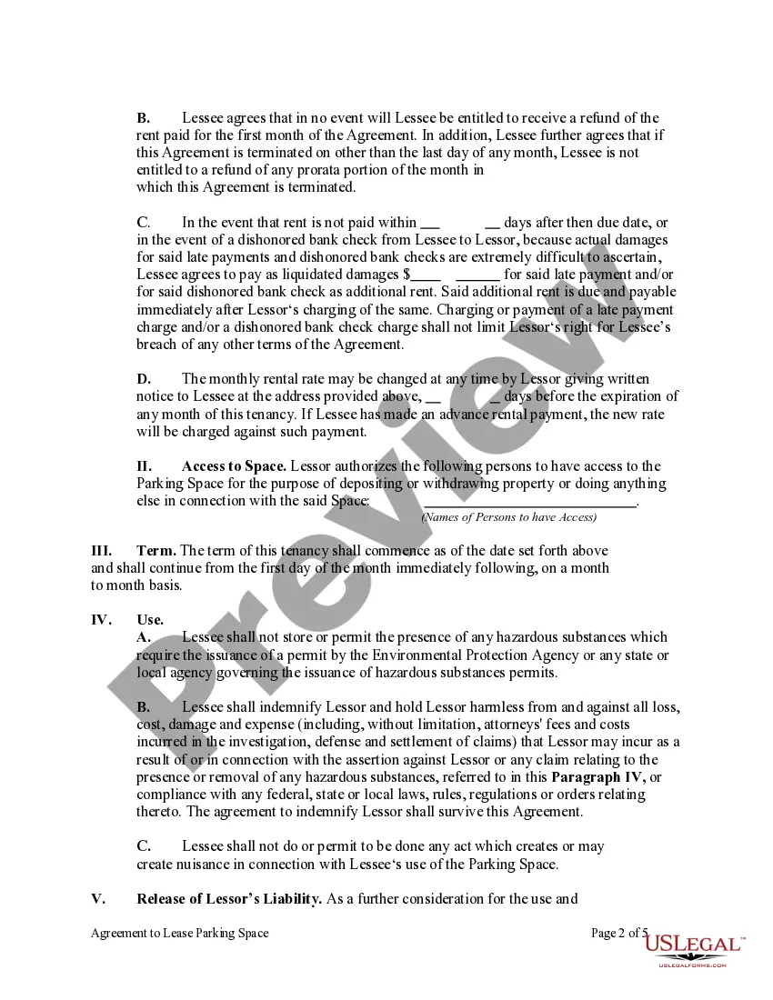 Get Agreement to Lease Parking Space Preview Agreement to Lease Parking Space