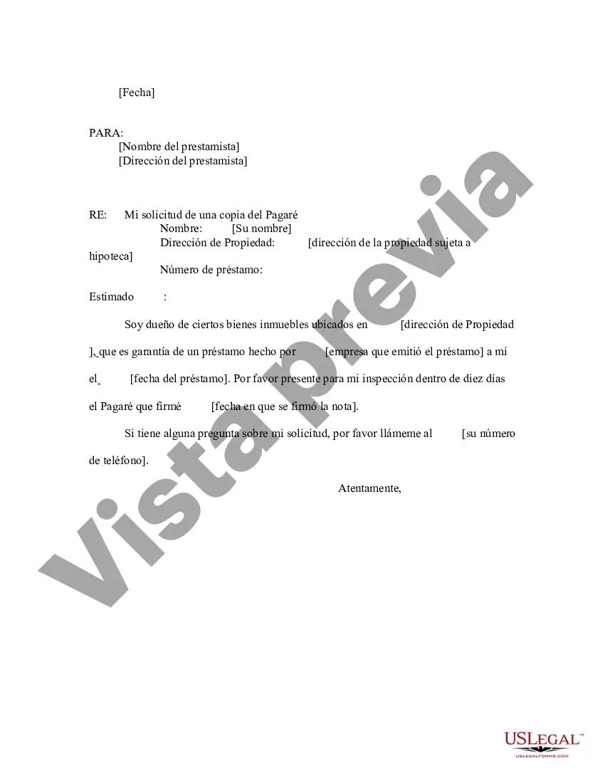 Preview Carta al prestamista para producir la solicitud de nota