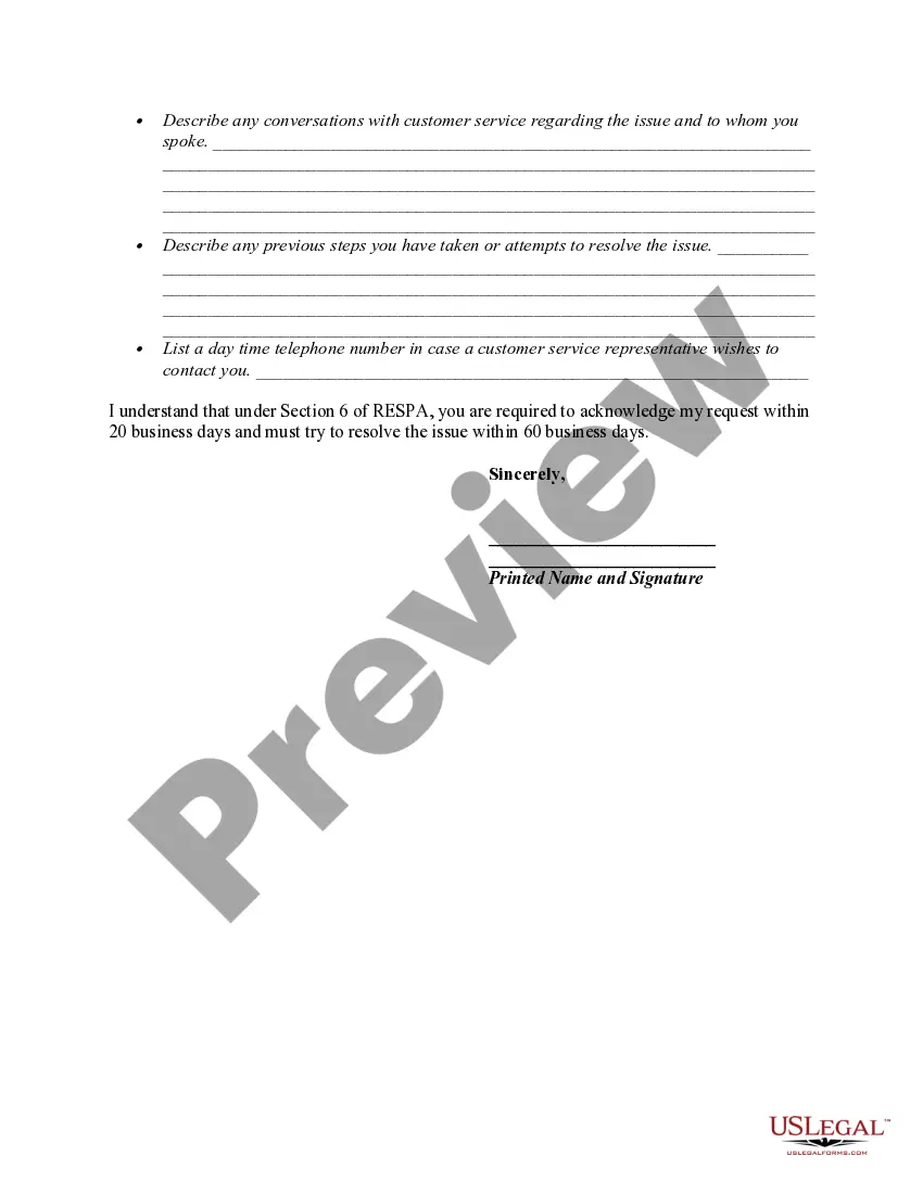 Get Qualified Written Request under Section 6 of the Qualified Written Request under Section 6 of the Real Estate Settlement Procedures Act - RESPA Preview Qualified Written Request under Section 6 of the Qualified Written Request under Section 6 of the Real Estate Settlement Procedures Act - RESPA