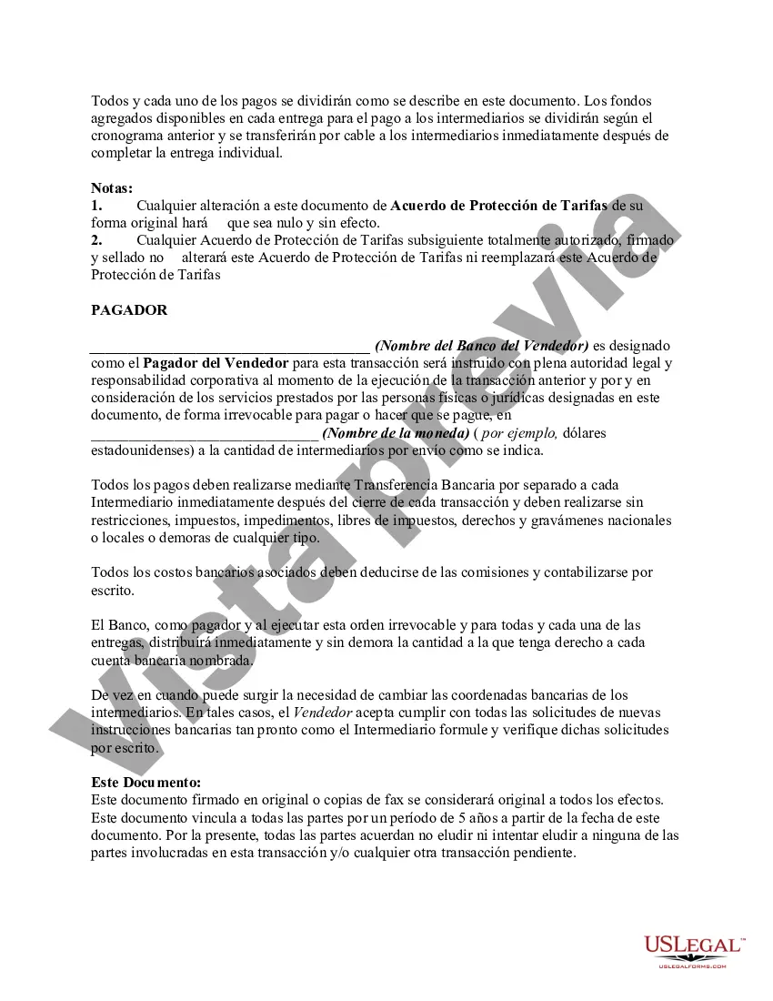 Preview Acuerdo maestro irrevocable de protección de tarifas y Acuerdo de confidencialidad de no elusión