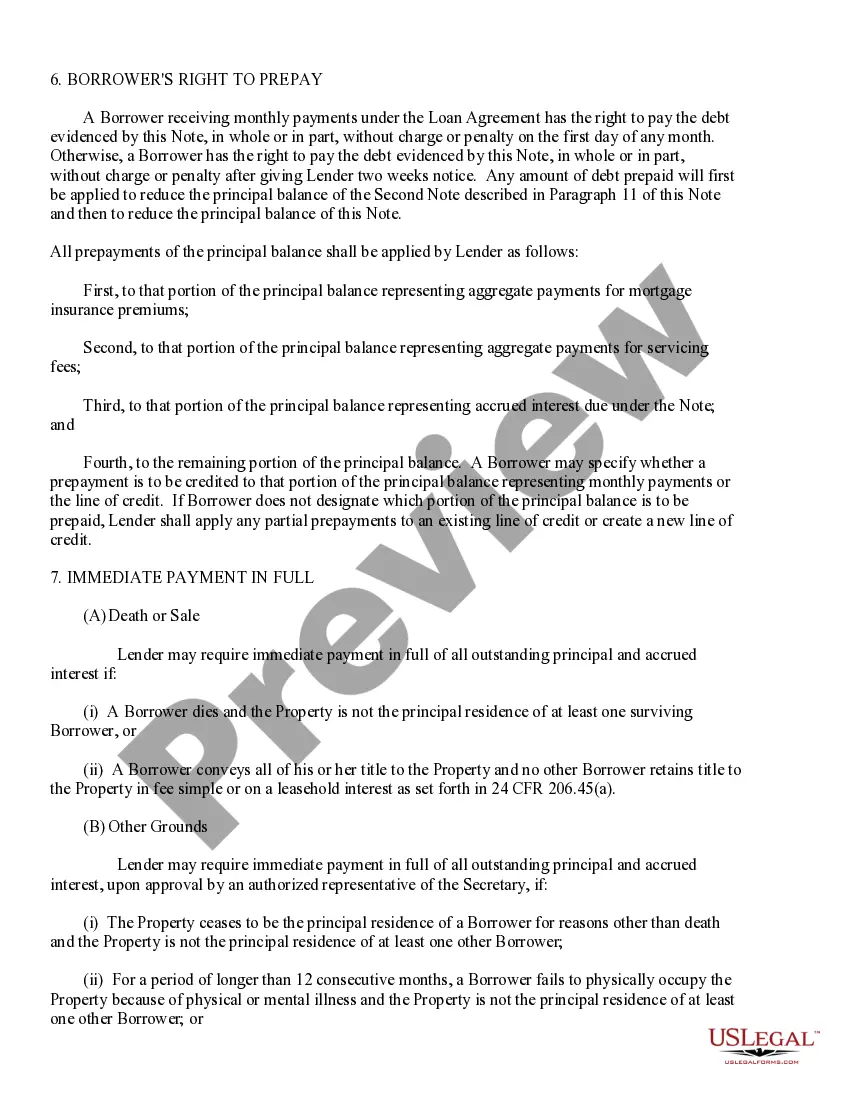 Preview Model Adjustable Rate Note - Home Equity Conversion