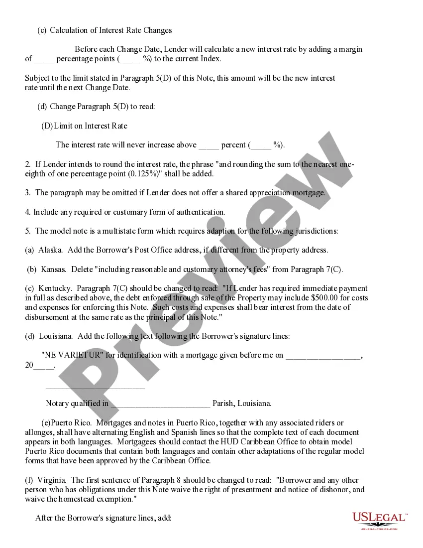 Preview Model Adjustable Rate Note - Home Equity Conversion