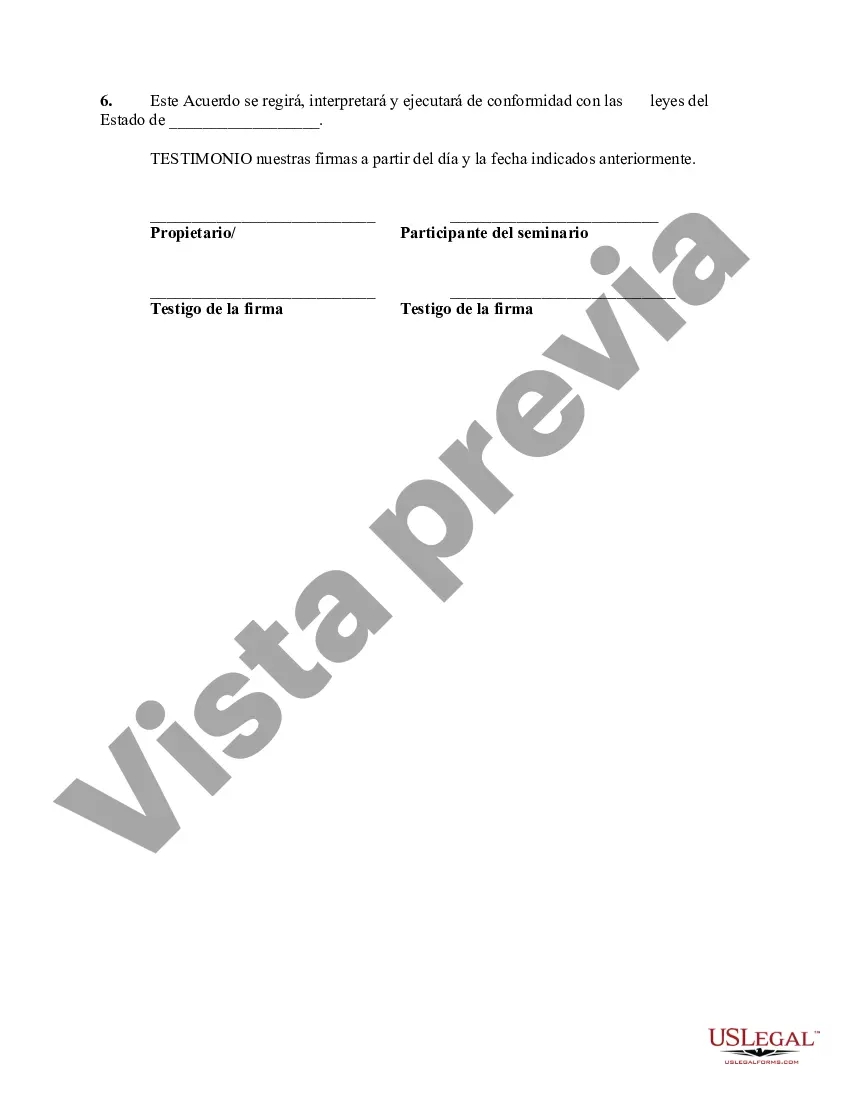 Preview Acuerdo de capacitación de seminario que incluye renuncia y liberación