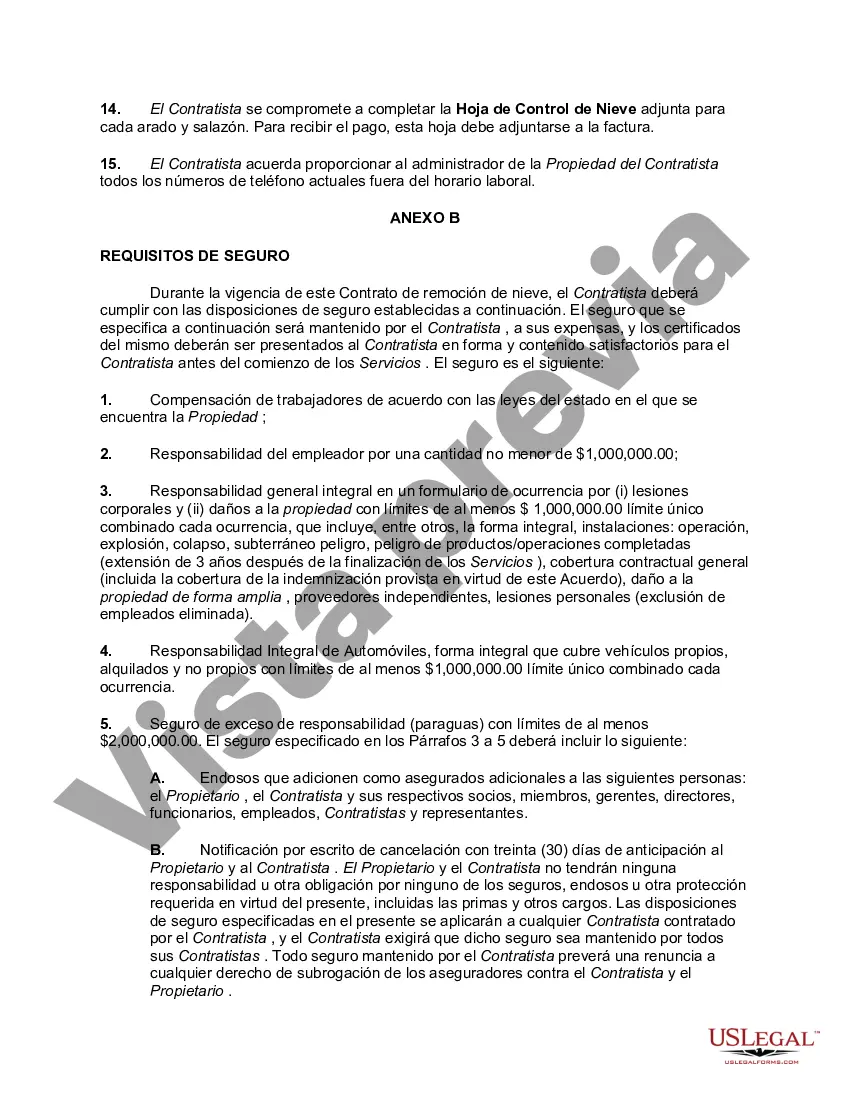 Preview Acuerdo integral de remoción de nieve - Trabajador por cuenta propia