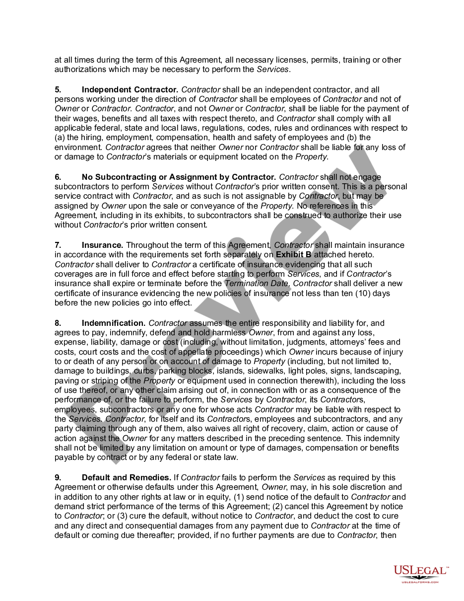 page 1 Comprehensive Snow Removal Agreement - Self-Employed  preview