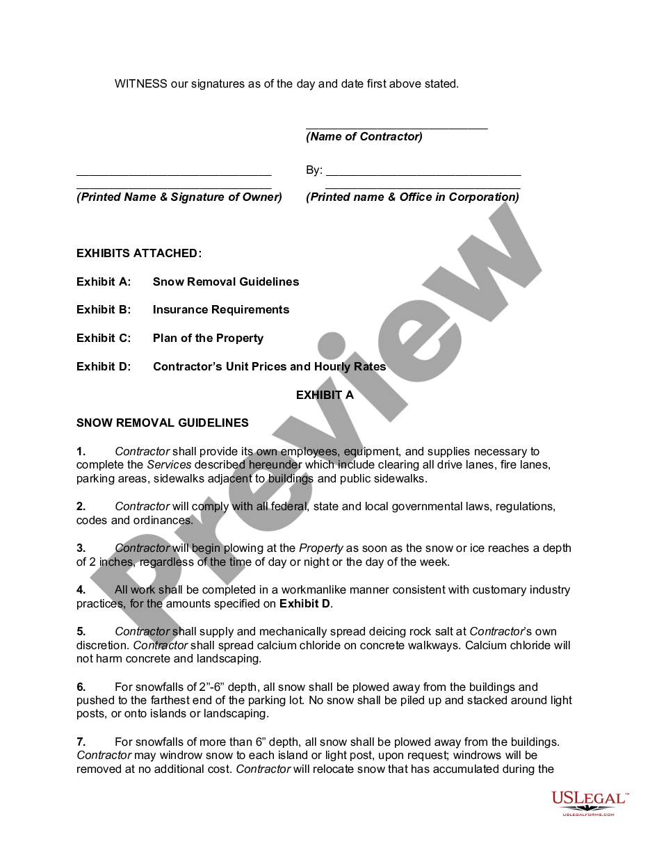 page 3 Comprehensive Snow Removal Agreement - Self-Employed  preview