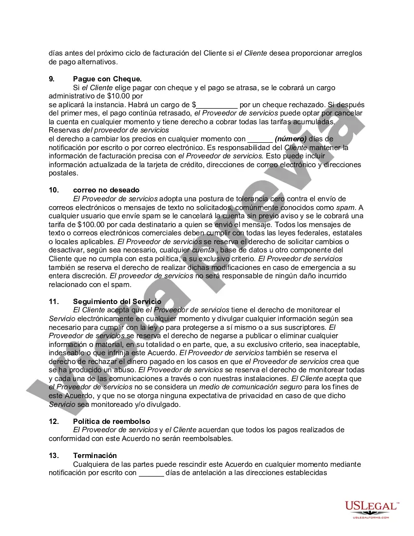 Preview Optar por mensaje de texto y correo electrónico - Acuerdo de servicio de consultor de marketing