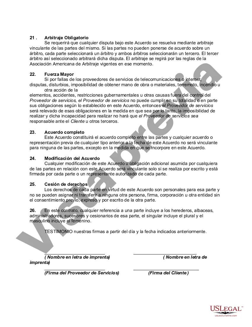 Preview Optar por mensaje de texto y correo electrónico - Acuerdo de servicio de consultor de marketing