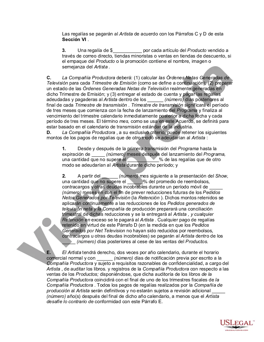 Preview Contrato entre Productora de Publicidad Televisiva y Actor para realizar Infomercial